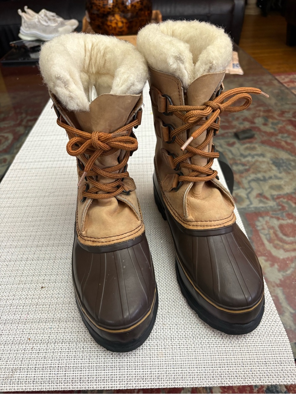 Sorel Tan and Brown Shearling-Lined Lace-Up Winter Boots